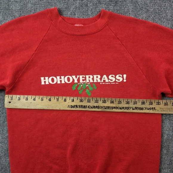 ​Vintage 1987 HoHoyerRass! Funny Ugly Christmas Sweatshirt L Fruit of the Loom - Picture 5 of 10